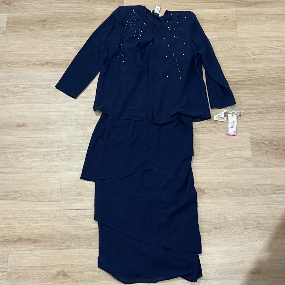 Patra Navy Maxi Dress with Embellishments